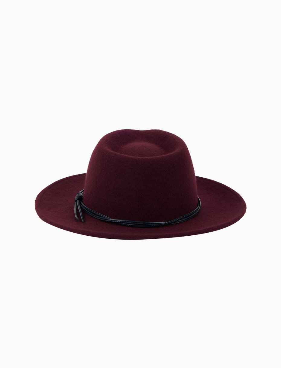 Women's wide-brimmed hat in plain burgundy felt - Gallo 1927 - Official Online Shop