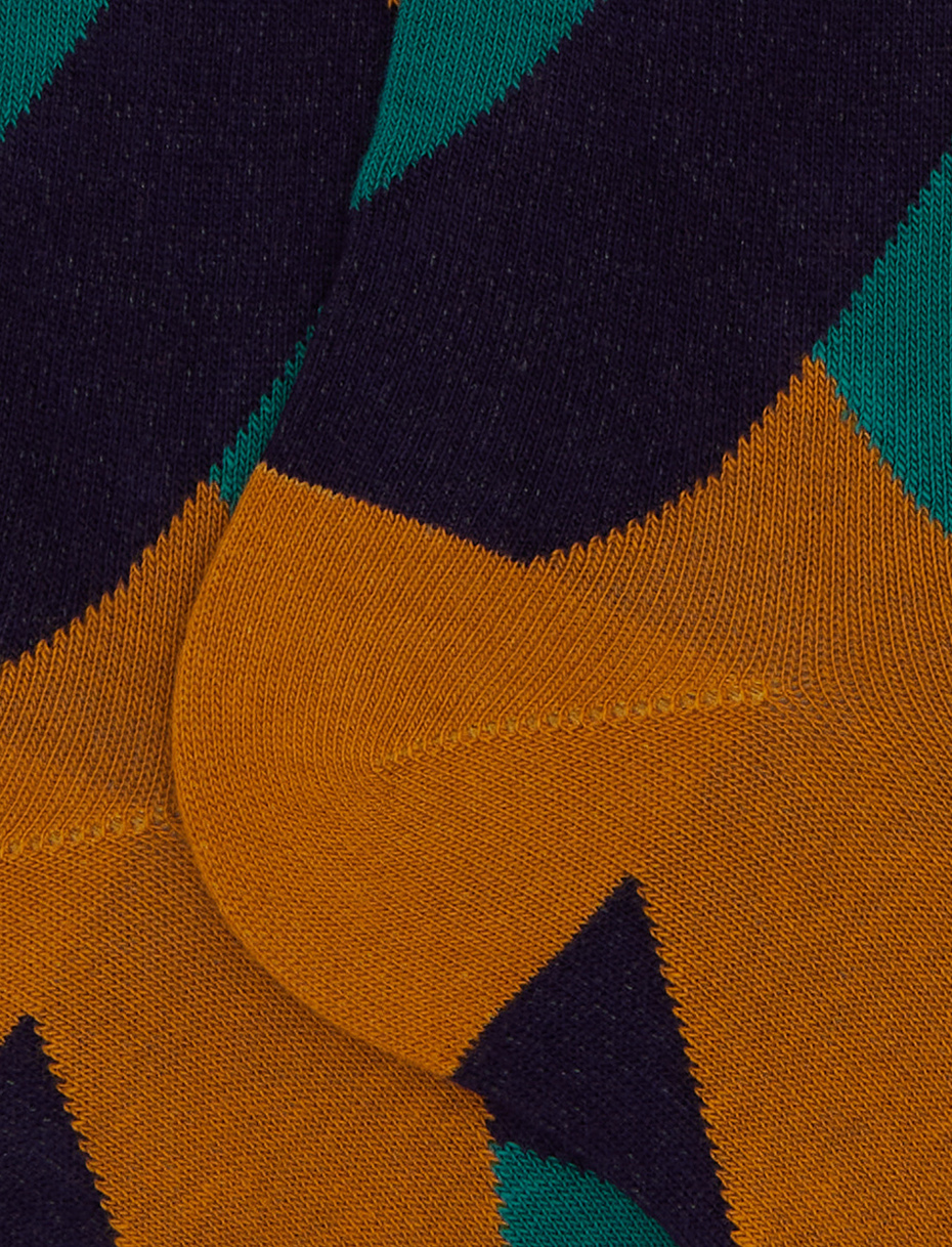 Calze lunghe uomo cotone giallo fantasia geometrico colorato - Gallo 1927 - Official Online Shop