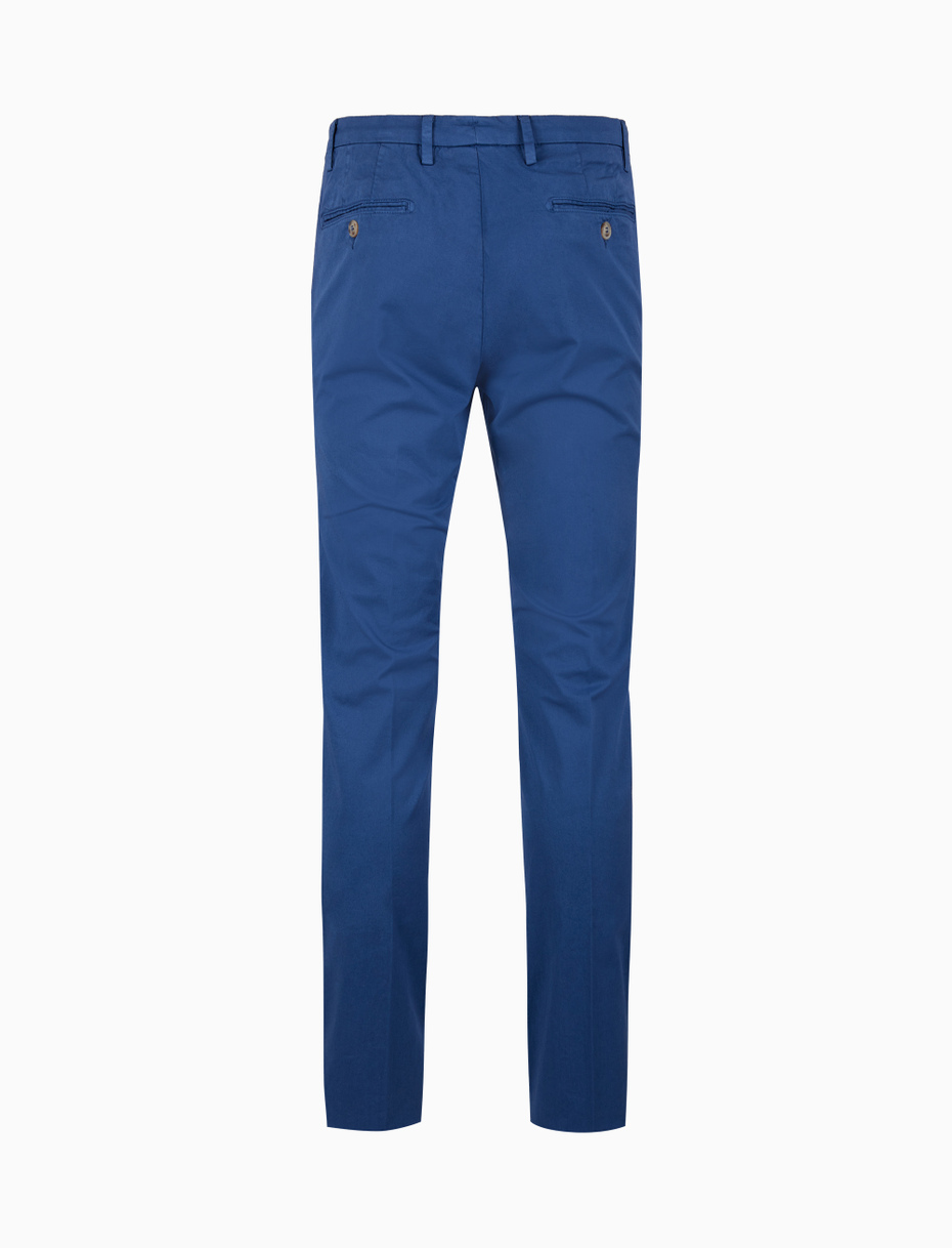 Men's plain blue cotton long pants - Gallo 1927 - Official Online Shop