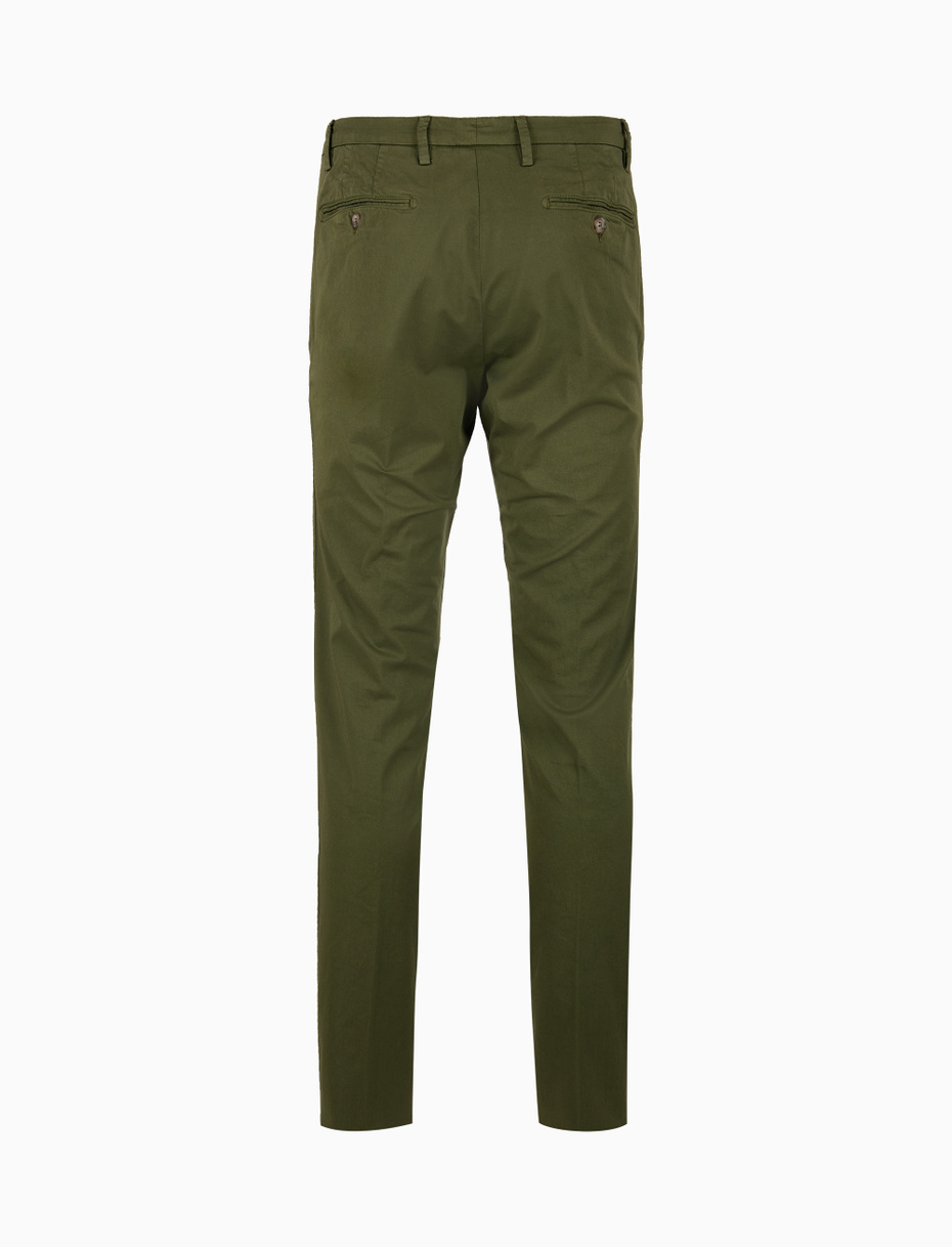 Men's plain green cotton long pants - Gallo 1927 - Official Online Shop