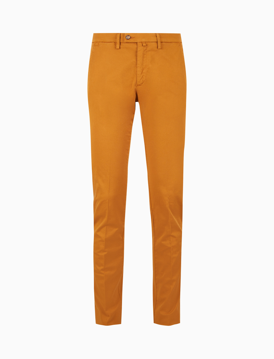 Men's plain yellow cotton long pants - Gallo 1927 - Official Online Shop
