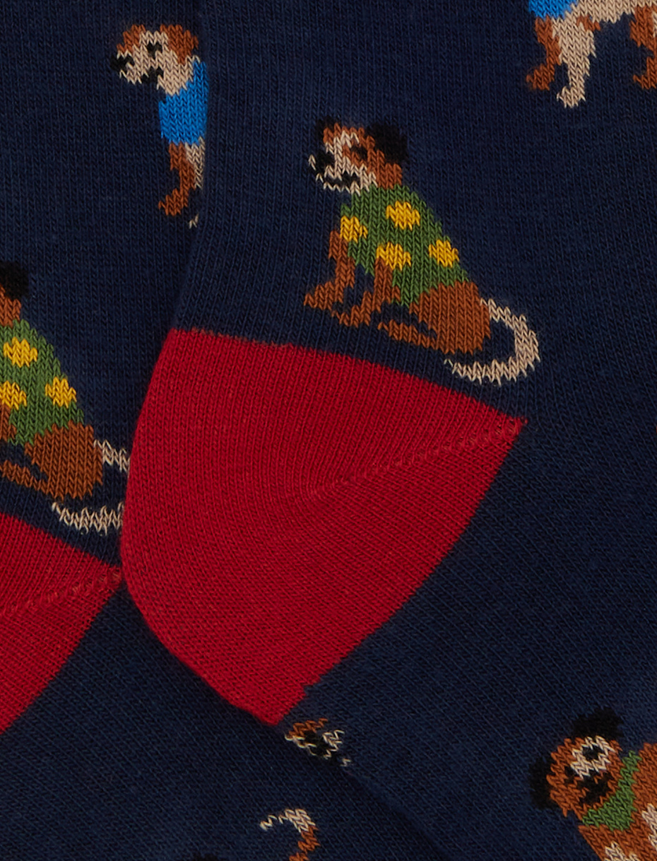 Calze lunghe bambino cotone blu fantasia cani - Gallo 1927 - Official Online Shop