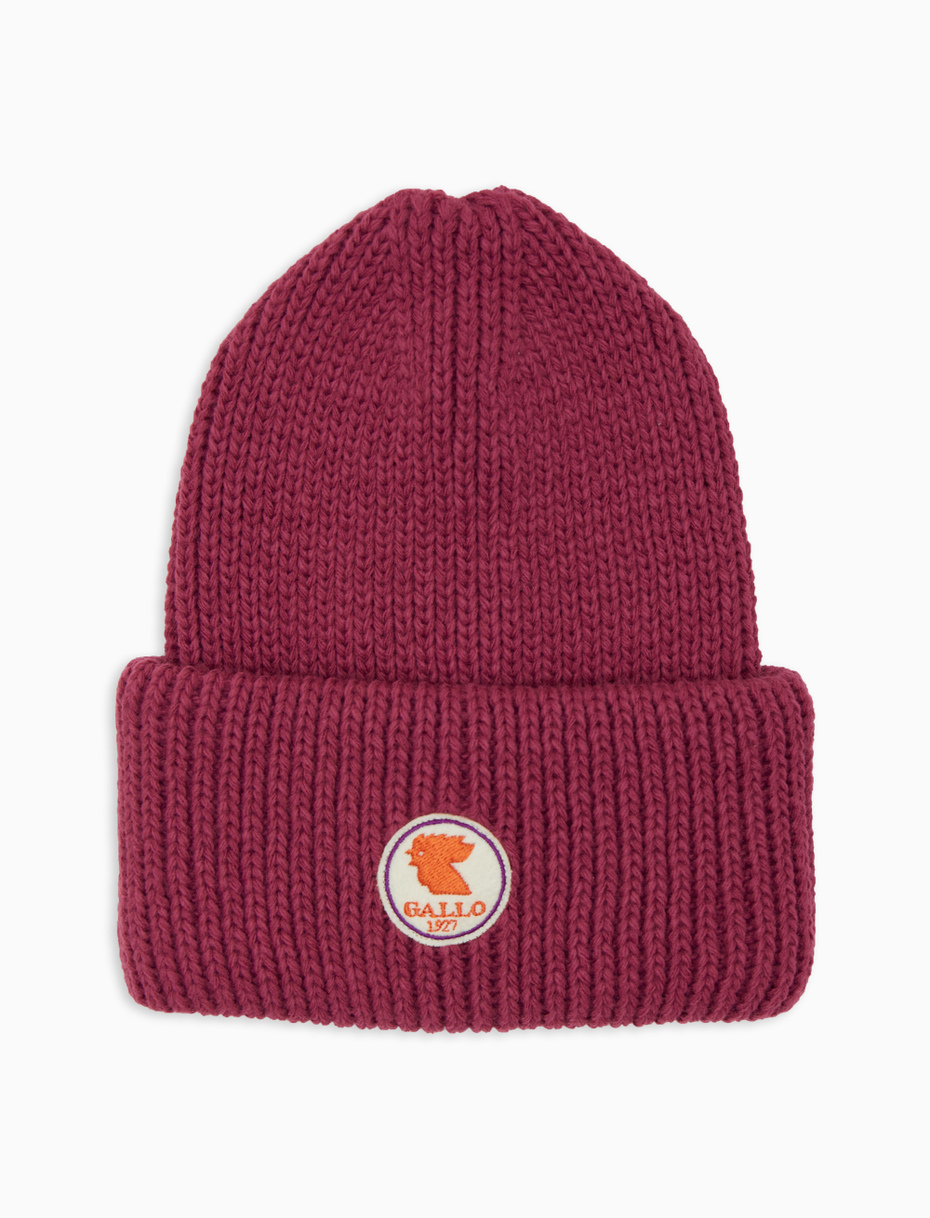 Berretto con risvolto unisex fucsia a coste tinta unita - Gallo 1927 - Official Online Shop