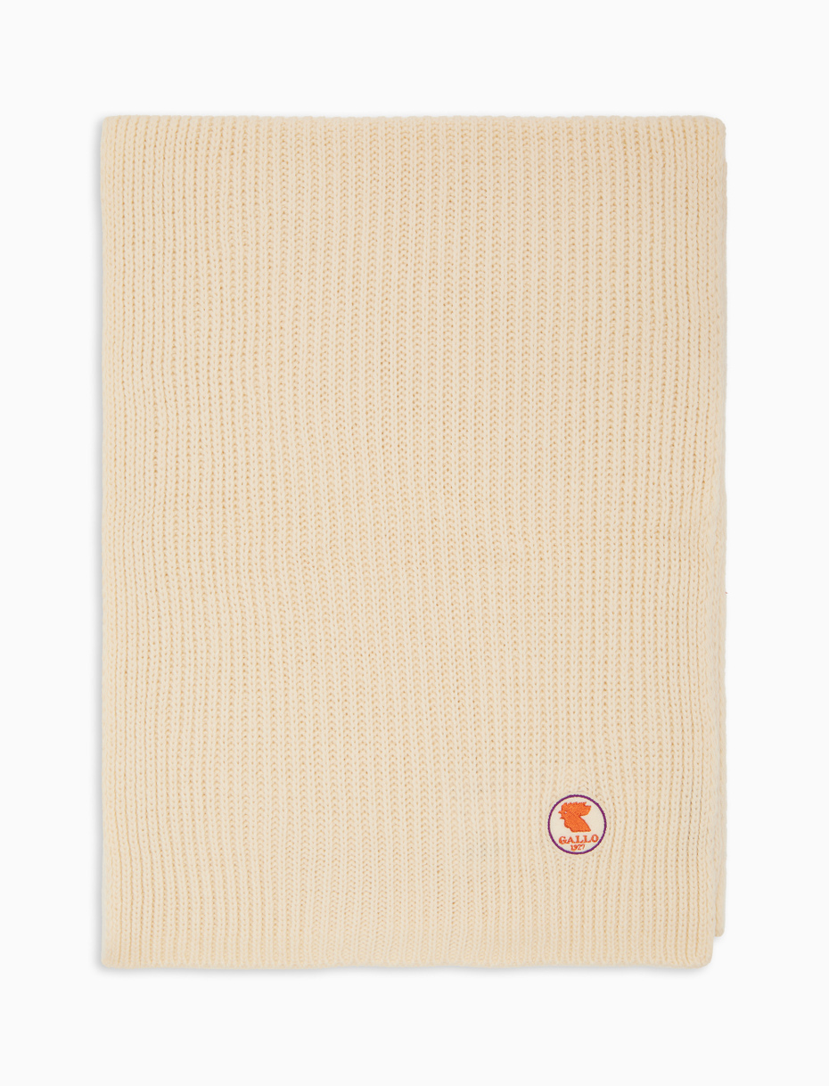 Unisex plain white ribbed scarf - Gallo 1927 - Official Online Shop
