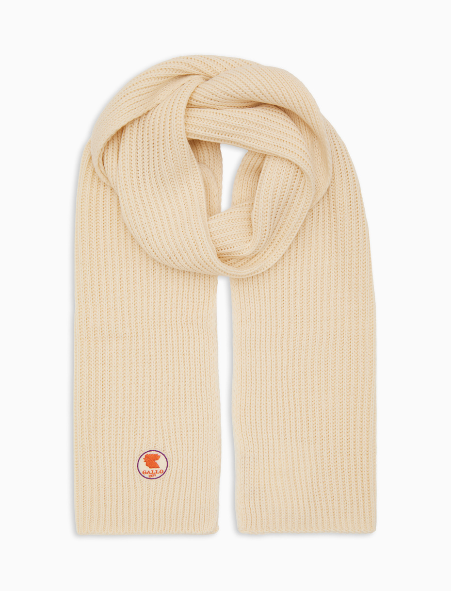 Unisex plain white ribbed scarf - Gallo 1927 - Official Online Shop