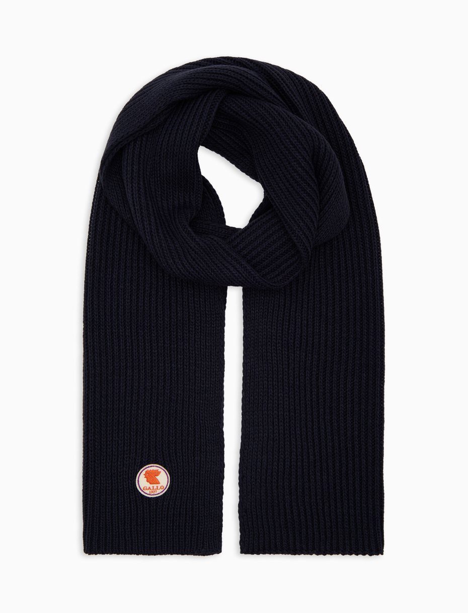 Unisex plain blue ribbed scarf - Gallo 1927 - Official Online Shop