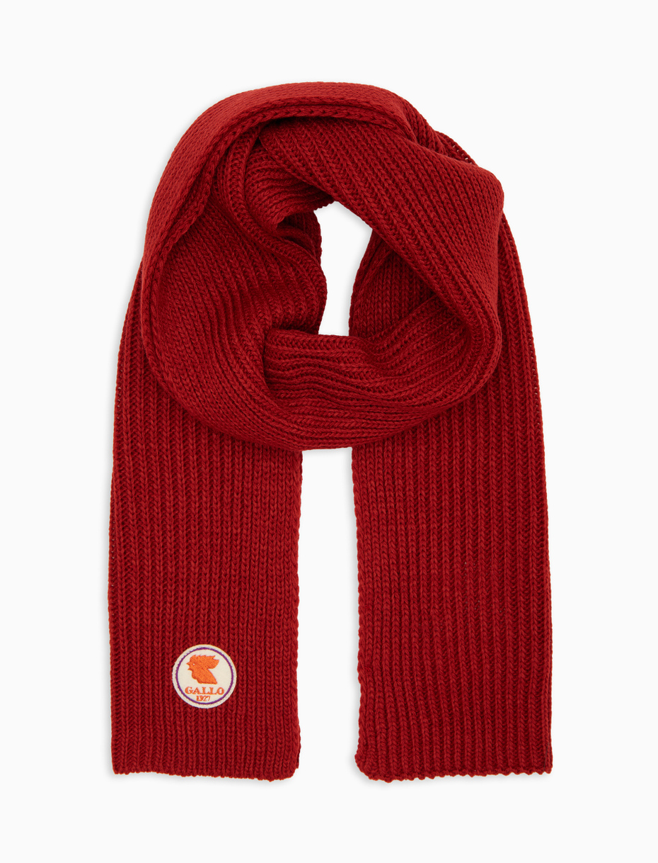 Unisex plain red ribbed scarf - Gallo 1927 - Official Online Shop