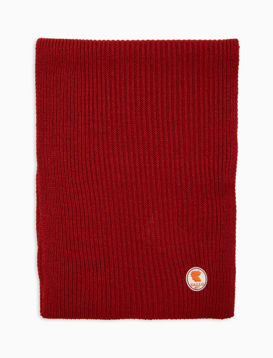 Unisex plain red ribbed scarf - Gallo 1927 - Official Online Shop