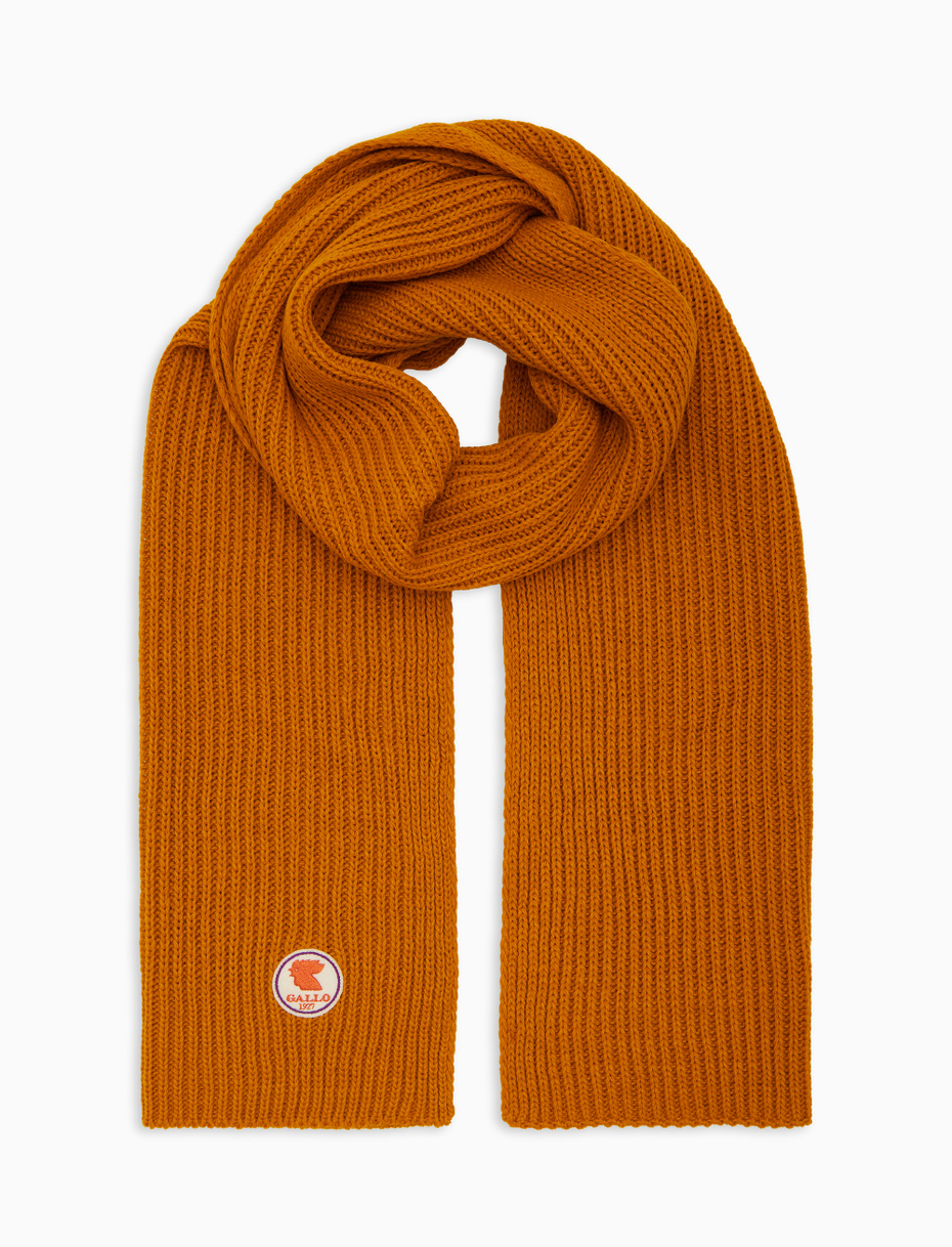 Unisex plain orange ribbed scarf - Gallo 1927 - Official Online Shop
