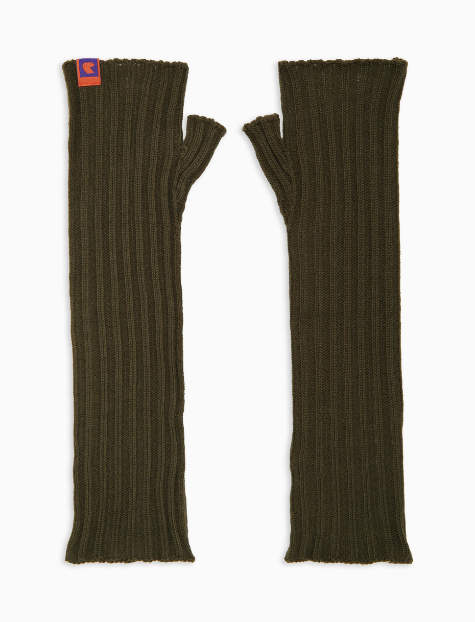 Guanto lungo senza dita donna verde a coste tinta unita - Gallo 1927 - Official Online Shop