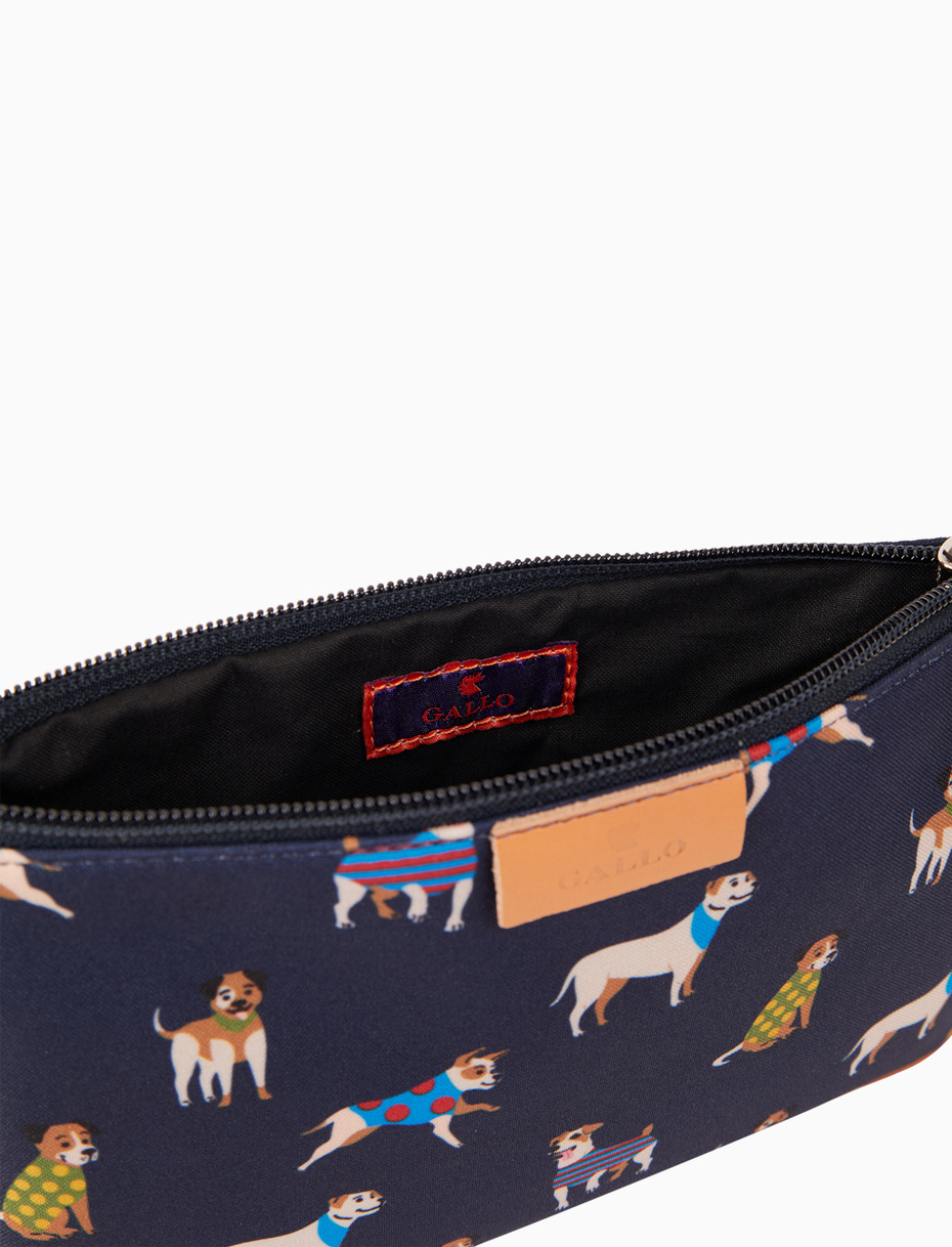 Contemporary blue unisex pouch with dog motif - Gallo 1927 - Official Online Shop