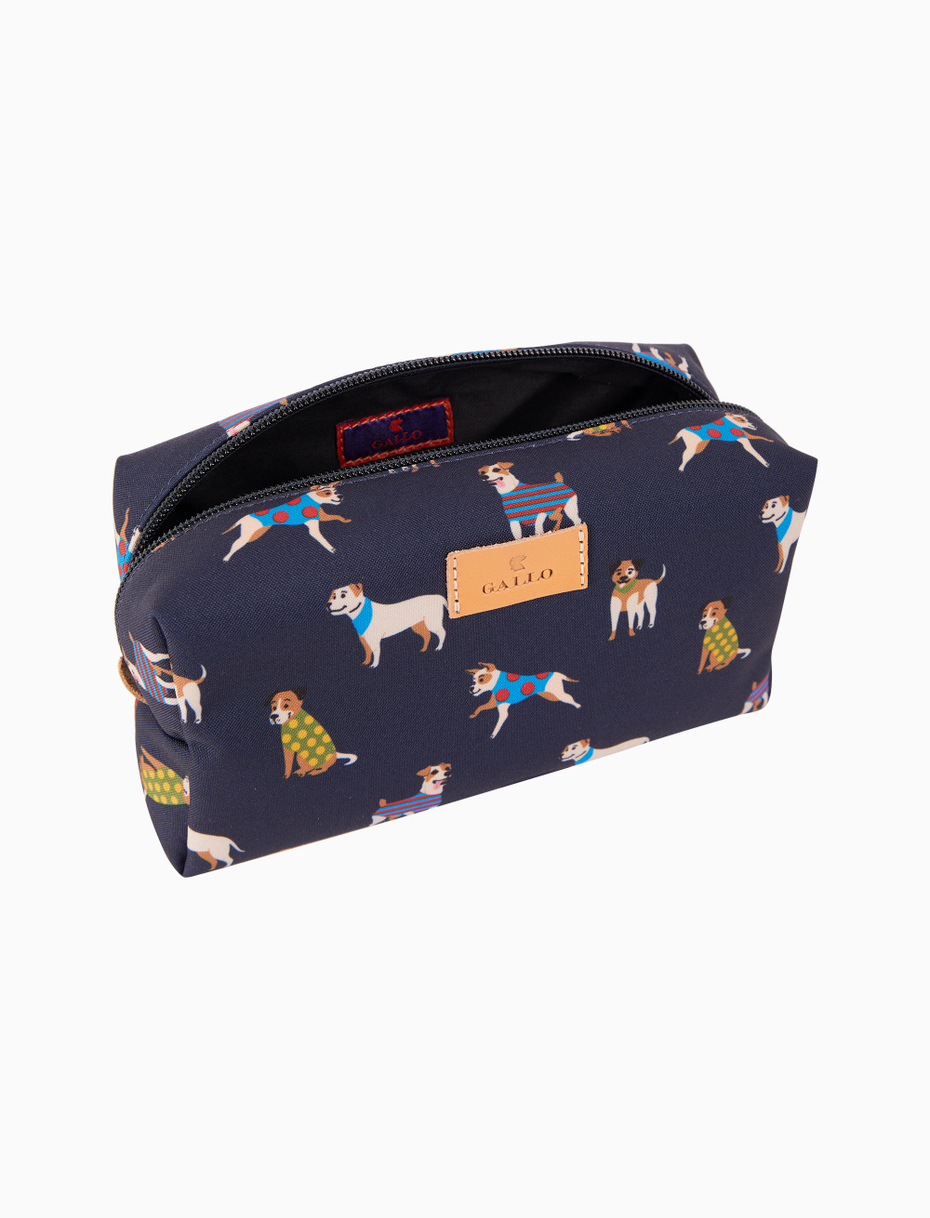 Blue unisex bowler pouch bag with dog motif - Gallo 1927 - Official Online Shop