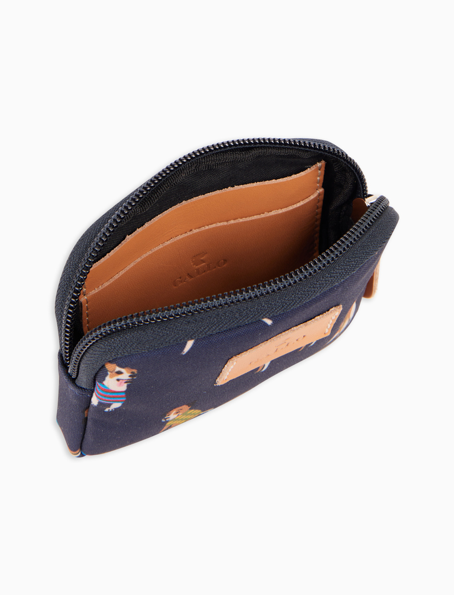 Small blue unisex pouch with dog motif - Gallo 1927 - Official Online Shop