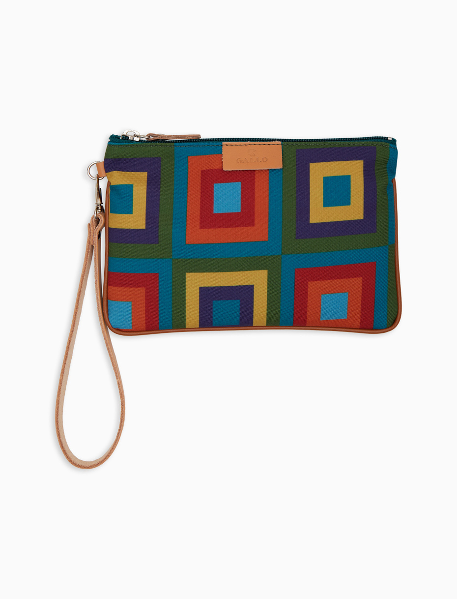 Contemporary light blue unisex pouch with concentric square motif - Gallo 1927 - Official Online Shop