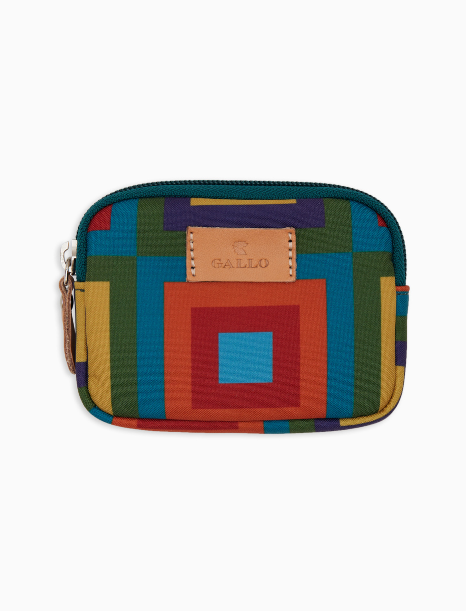 Small light blue unisex pouch with concentric square motif - Gallo 1927 - Official Online Shop