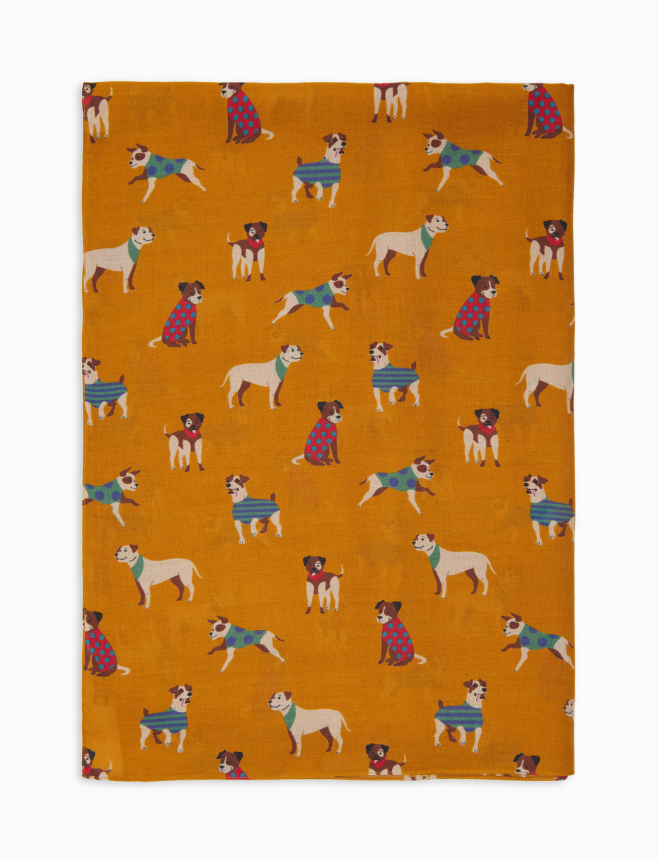 Sciarpa leggera unisex giallo fantasia cani - Gallo 1927 - Official Online Shop