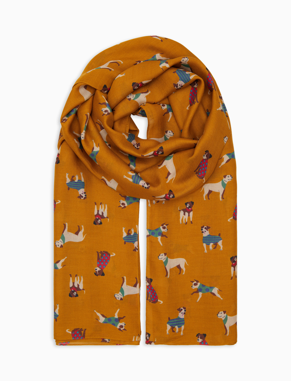 Sciarpa leggera unisex giallo fantasia cani - Gallo 1927 - Official Online Shop