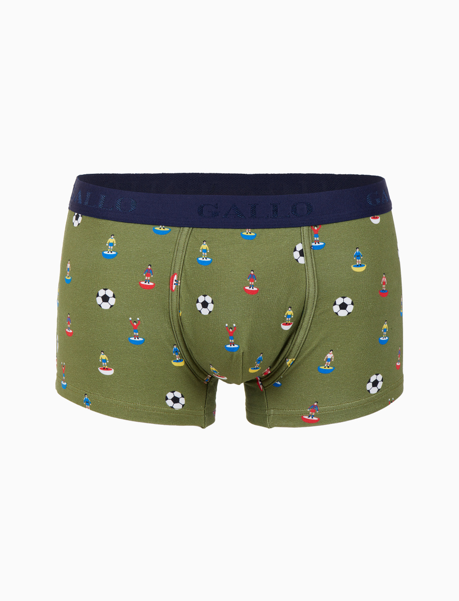 Men s green cotton boxer shorts with football motif Gallo