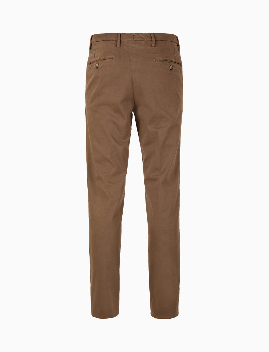 Men's long plain brown cotton trousers - Gallo 1927 - Official Online Shop