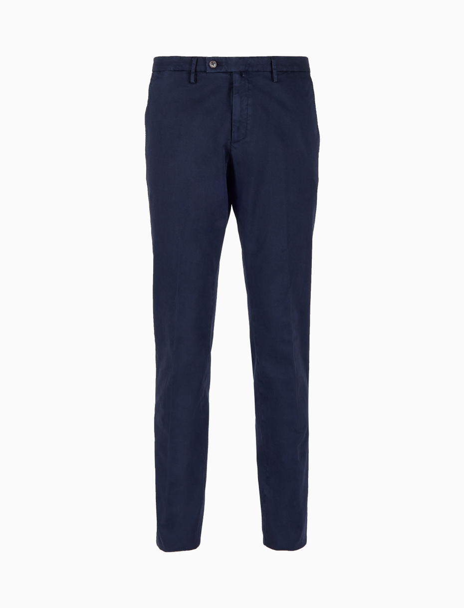 Men's long plain blue cotton trousers - Gallo 1927 - Official Online Shop