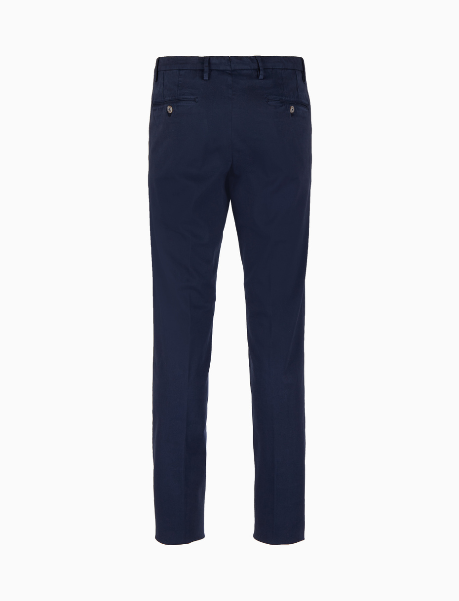 Men's long plain blue cotton trousers - Gallo 1927 - Official Online Shop