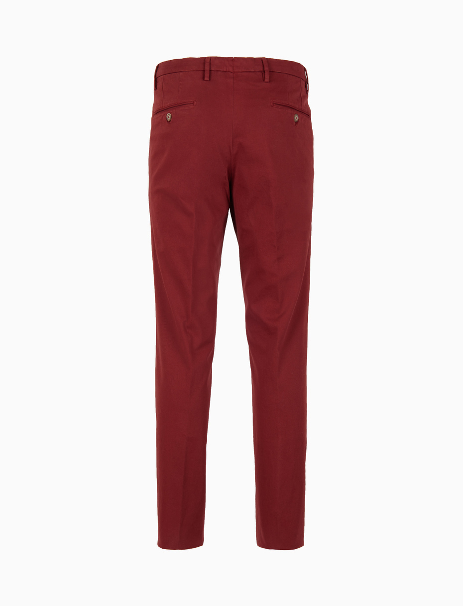 Men's long plain burgundy cotton trousers - Gallo 1927 - Official Online Shop