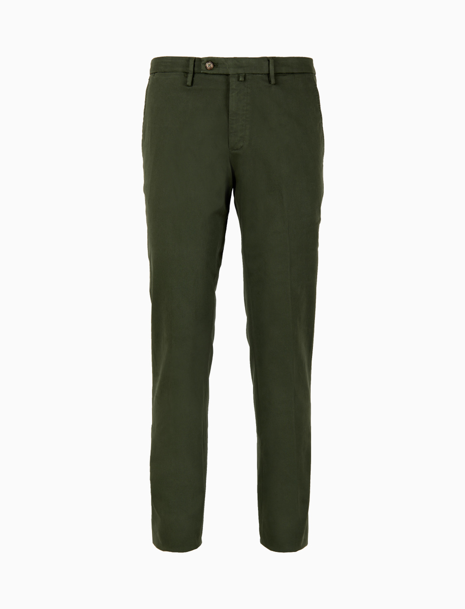 Men s long plain green cotton trousers Gallo