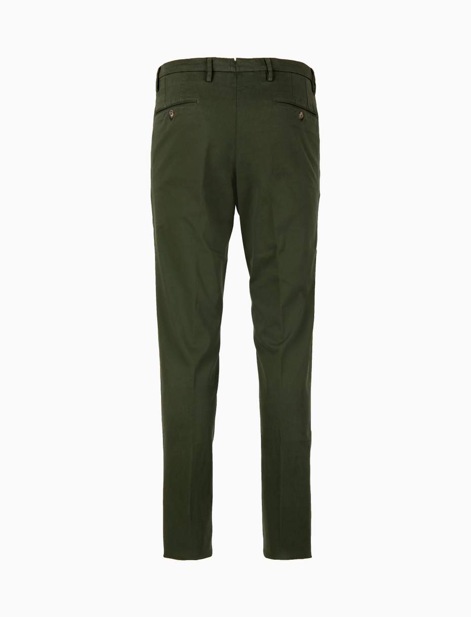 Men's long plain green cotton trousers - Gallo 1927 - Official Online Shop