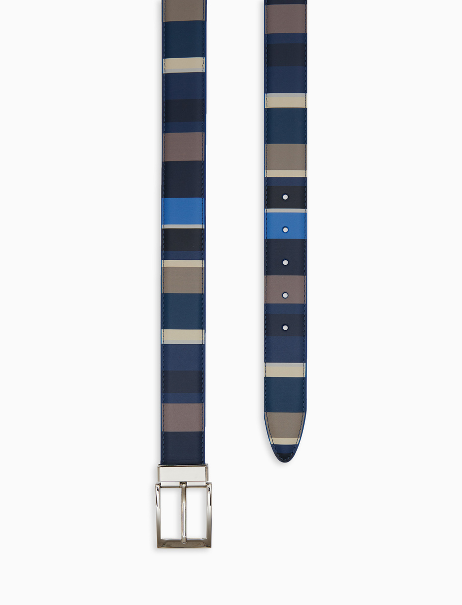 Cintura accorciabile unisex pelle liscia righe multicolor blu - Gallo 1927 - Official Online Shop
