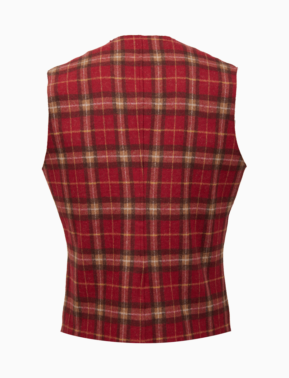 Men s burgundy cotton vest with tartan motif Gallo