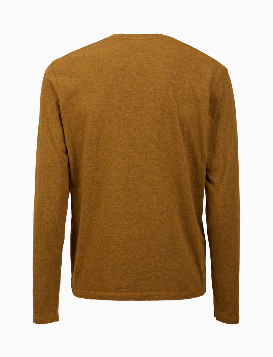 T-shirt maniche lunghe uomo cotone giallo tinto capo e taschino pile multicolor - Gallo 1927 - Official Online Shop