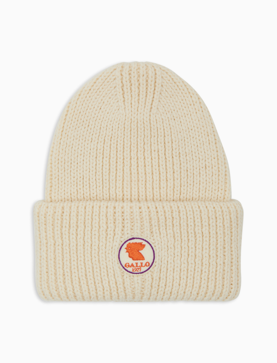 Kids' ribbed cap with turn-up in white - Gallo 1927 - Official Online Shop