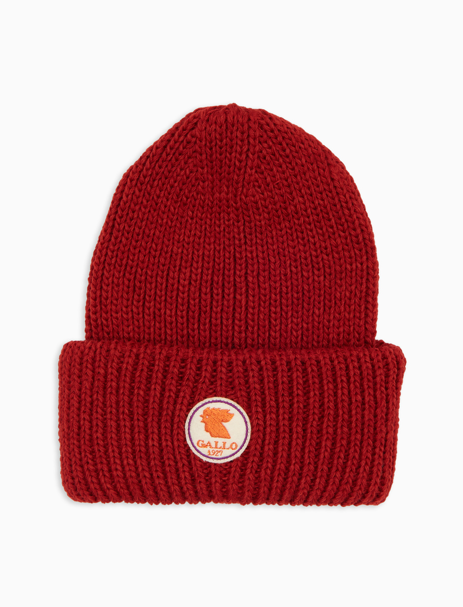 Kids' ribbed cap with turn-up in red - Gallo 1927 - Official Online Shop