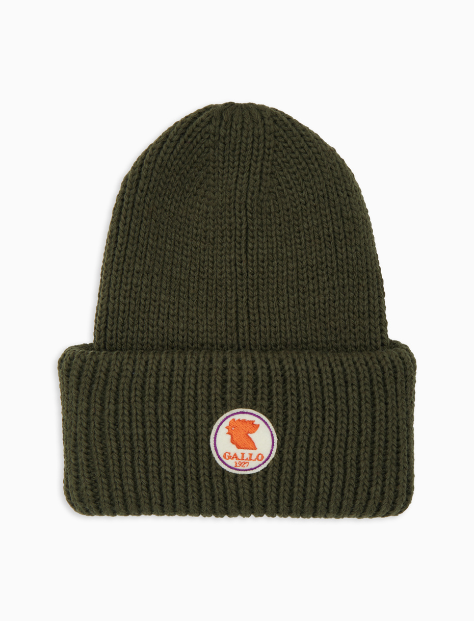 Kids' ribbed cap with turn-up in green - Gallo 1927 - Official Online Shop