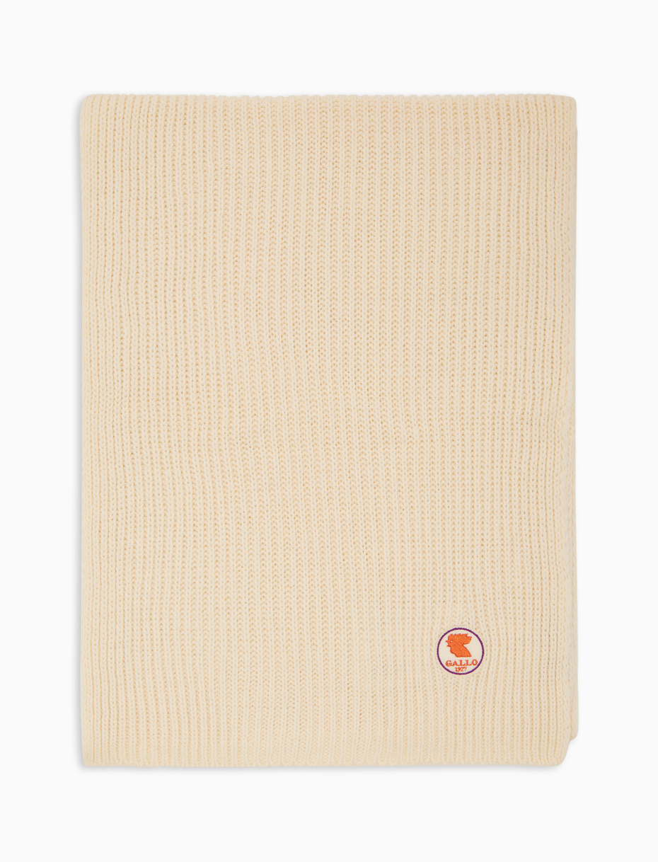 Kids' plain ribbed scarf in white - Gallo 1927 - Official Online Shop