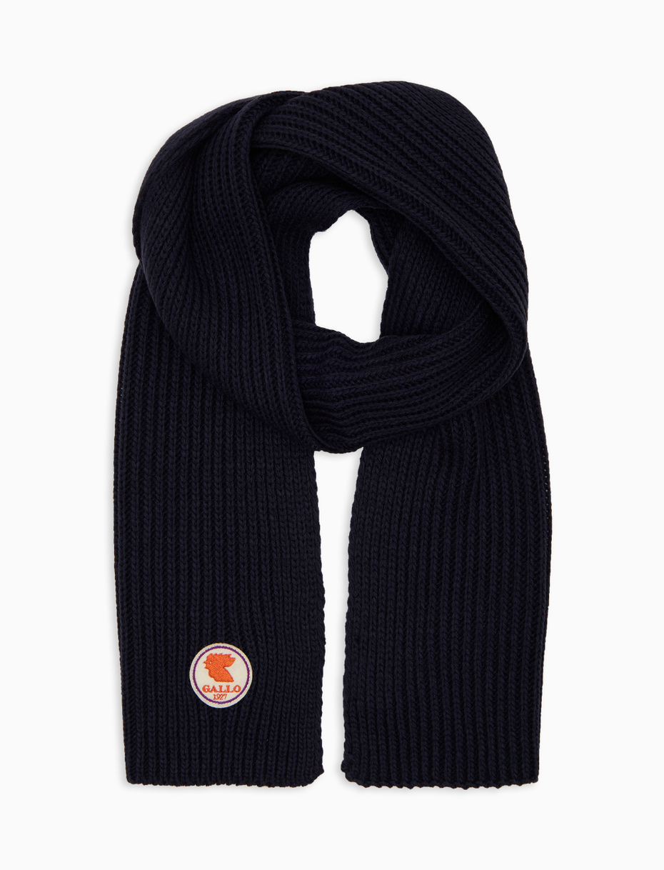 Kids' plain ribbed scarf in blue - Gallo 1927 - Official Online Shop