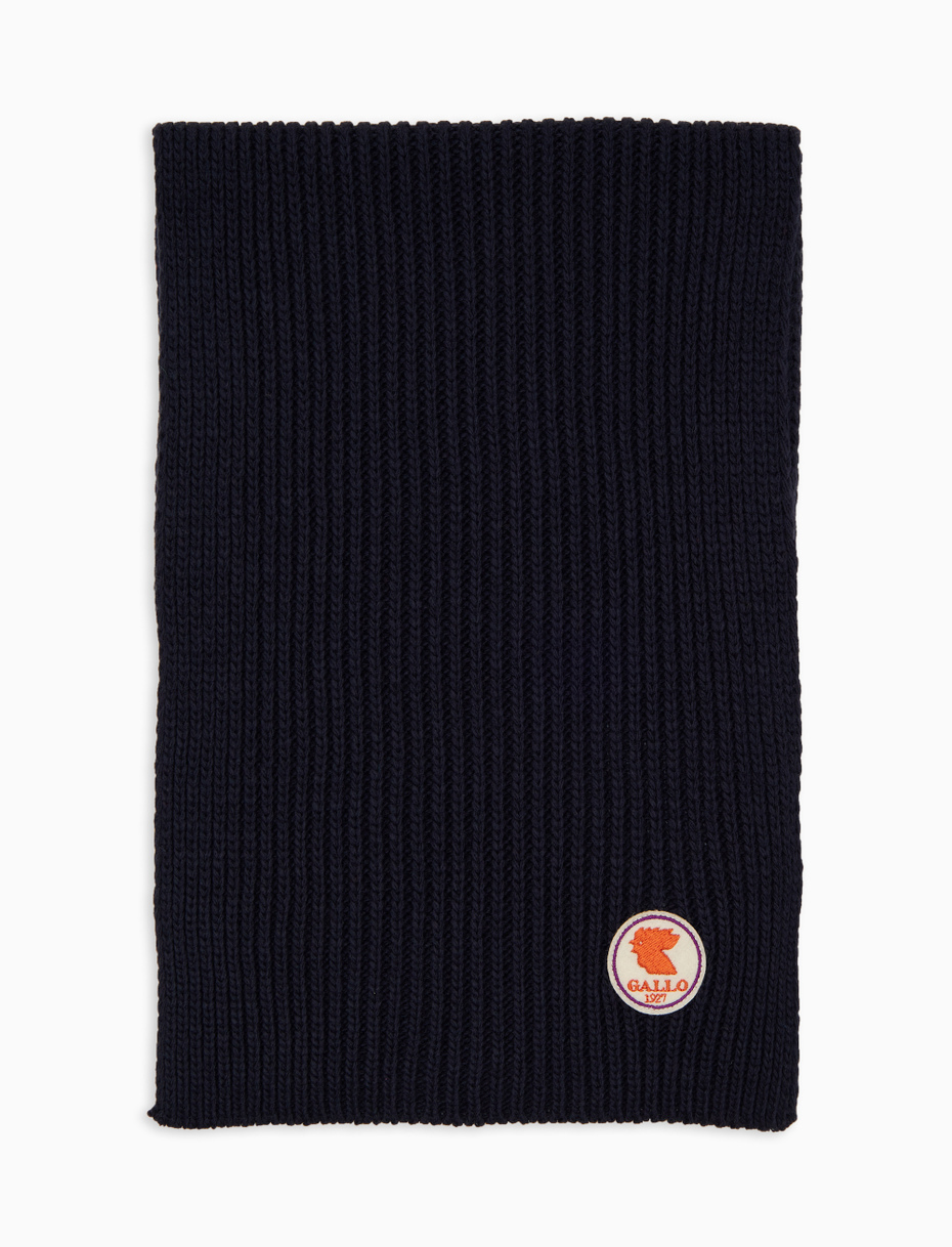 Kids' plain ribbed scarf in blue - Gallo 1927 - Official Online Shop