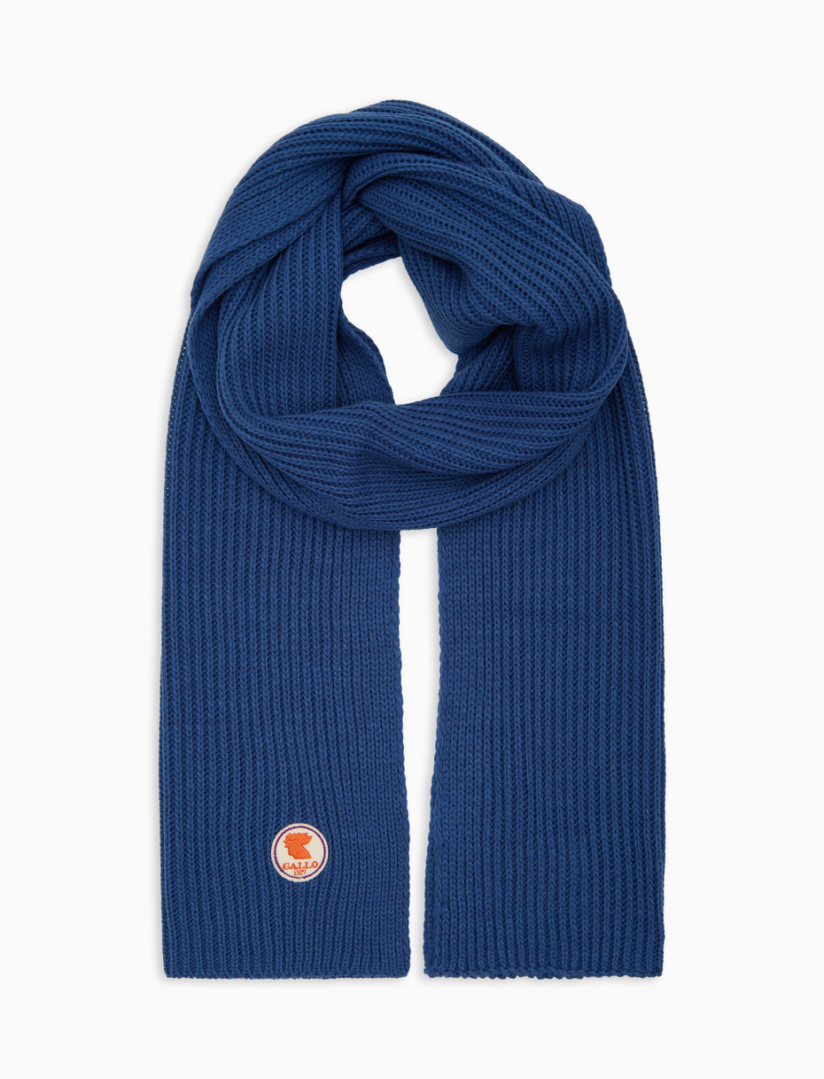 Kids' plain ribbed scarf in blue - Gallo 1927 - Official Online Shop