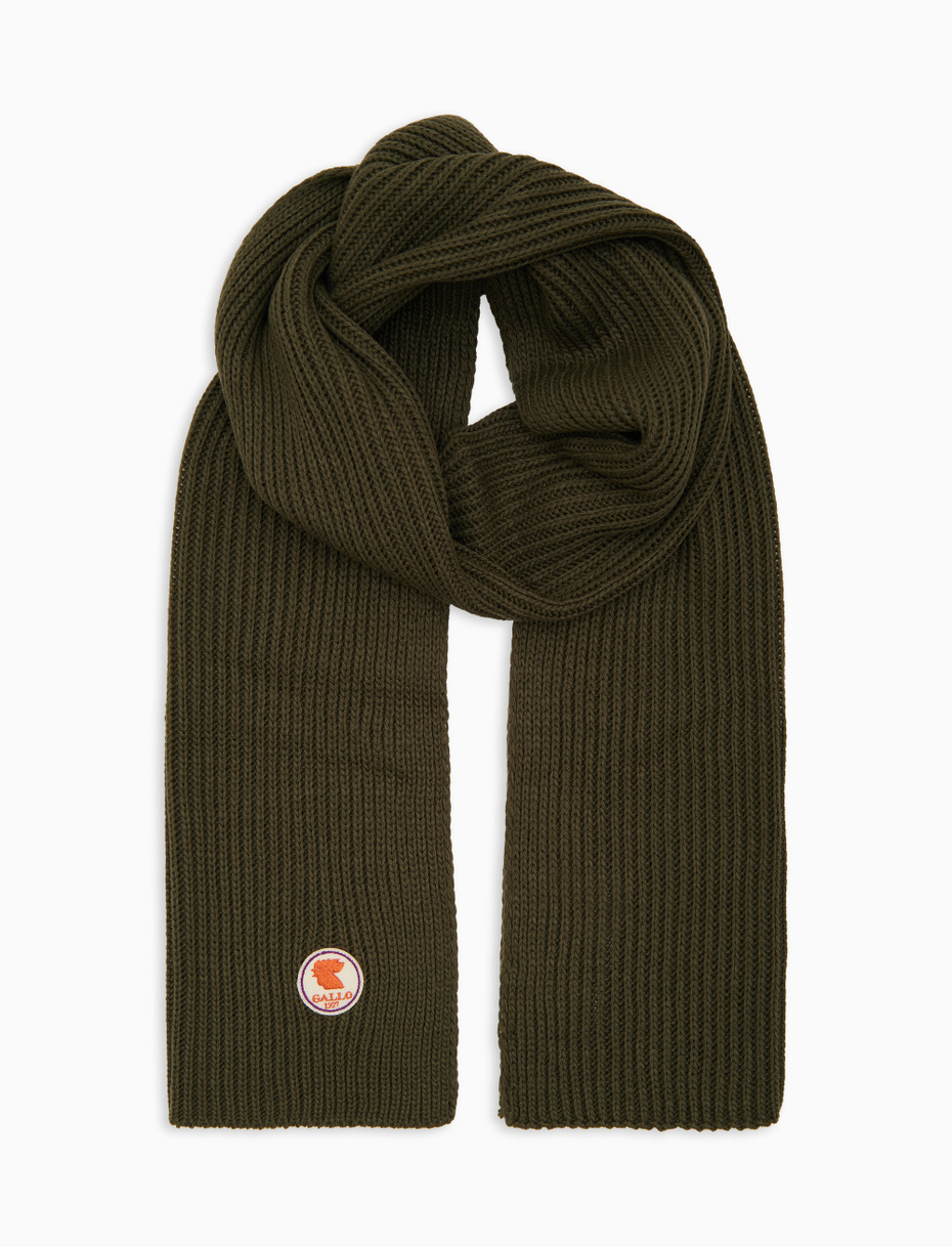 Kids' plain ribbed scarf in green - Gallo 1927 - Official Online Shop