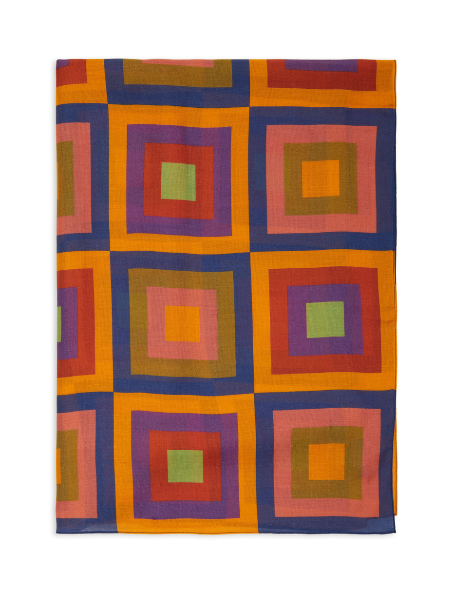 Sciarpa leggera unisex giallo fantasia quadri concentrici - Gallo 1927 - Official Online Shop