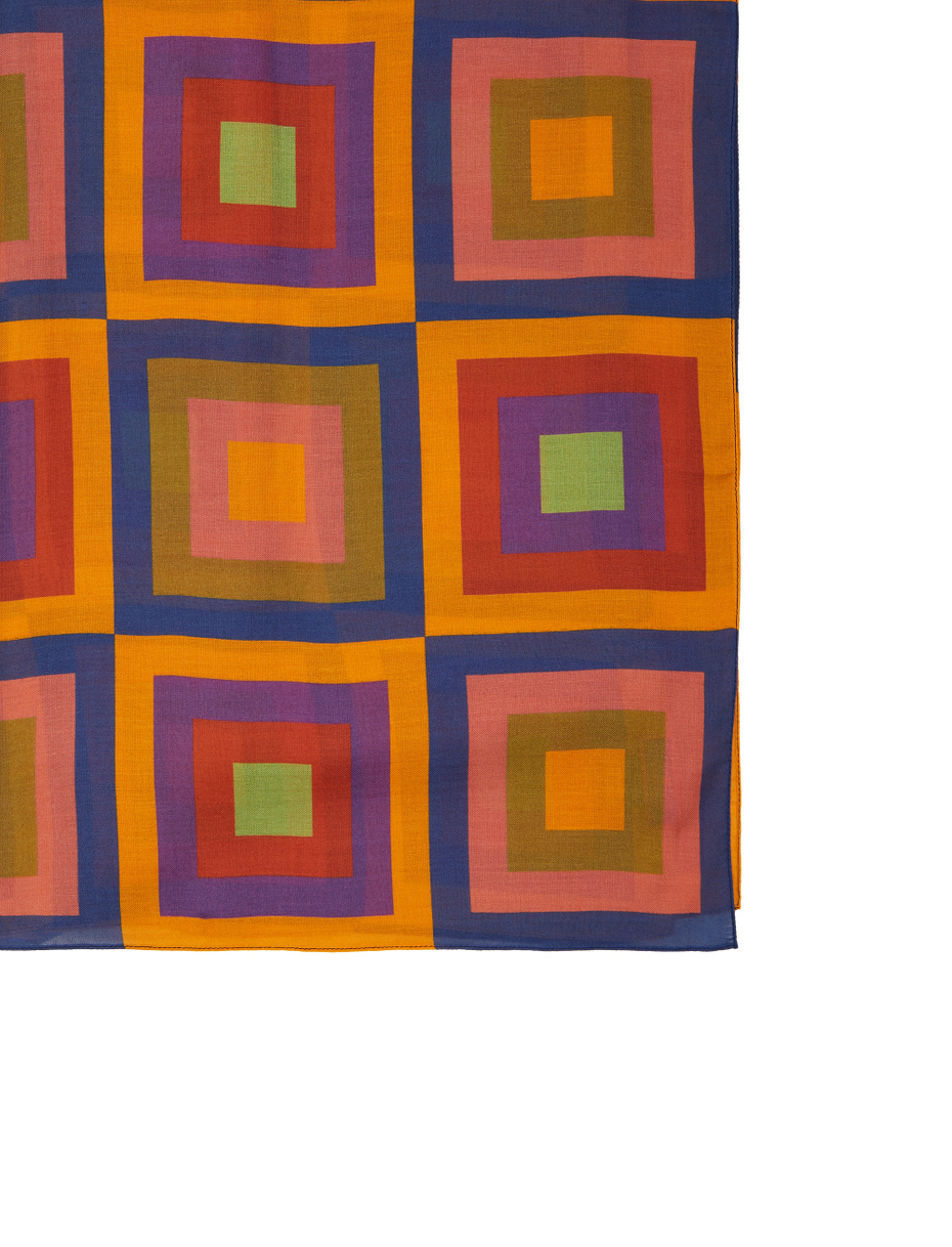 Sciarpa leggera unisex giallo fantasia quadri concentrici - Gallo 1927 - Official Online Shop