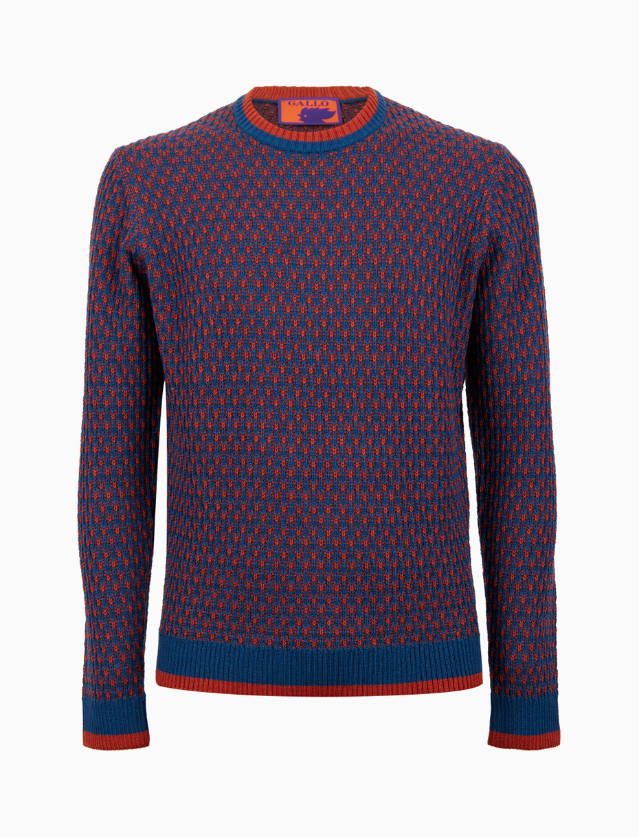 Pull girocollo uomo lana blu fantasia a due colori - Gallo 1927 - Official Online Shop