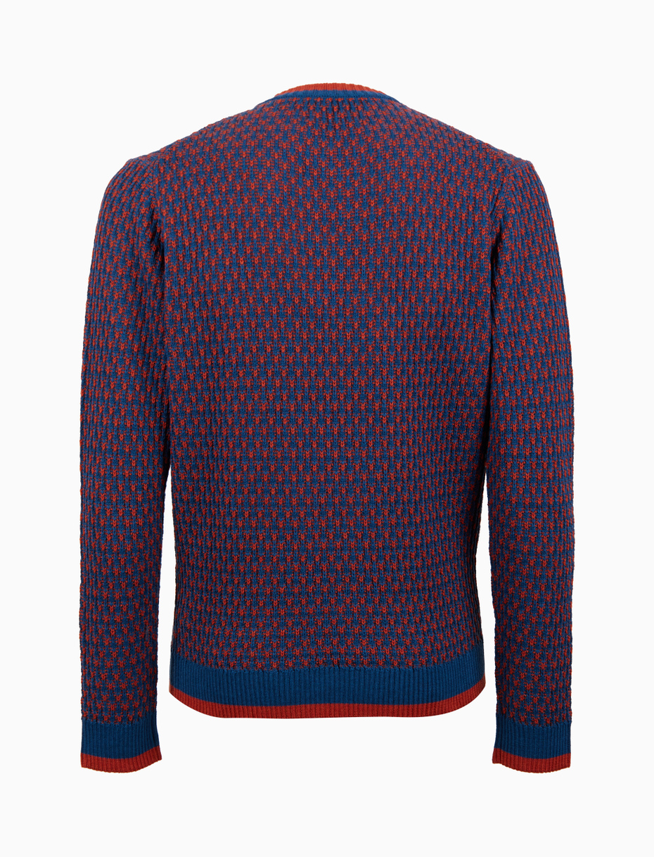 Pull girocollo uomo lana blu fantasia a due colori - Gallo 1927 - Official Online Shop