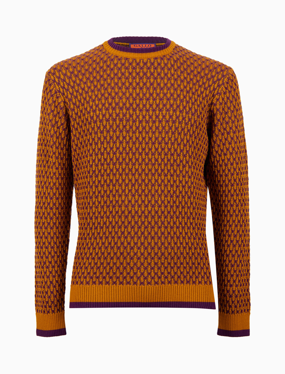 Pull girocollo uomo lana giallo fantasia a due colori - Gallo 1927 - Official Online Shop