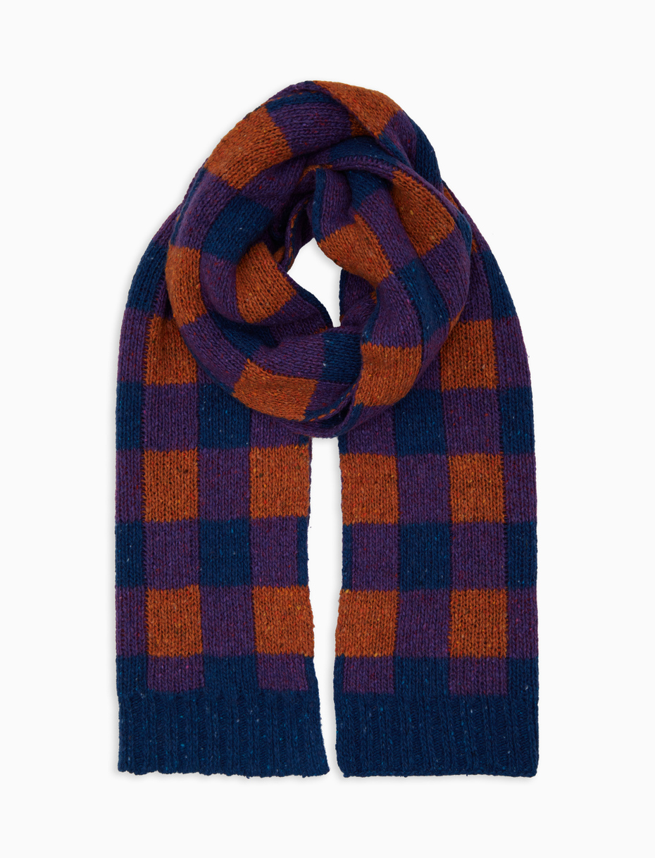 Sciarpa unisex lana viola fantasia scacchiera - Gallo 1927 - Official Online Shop