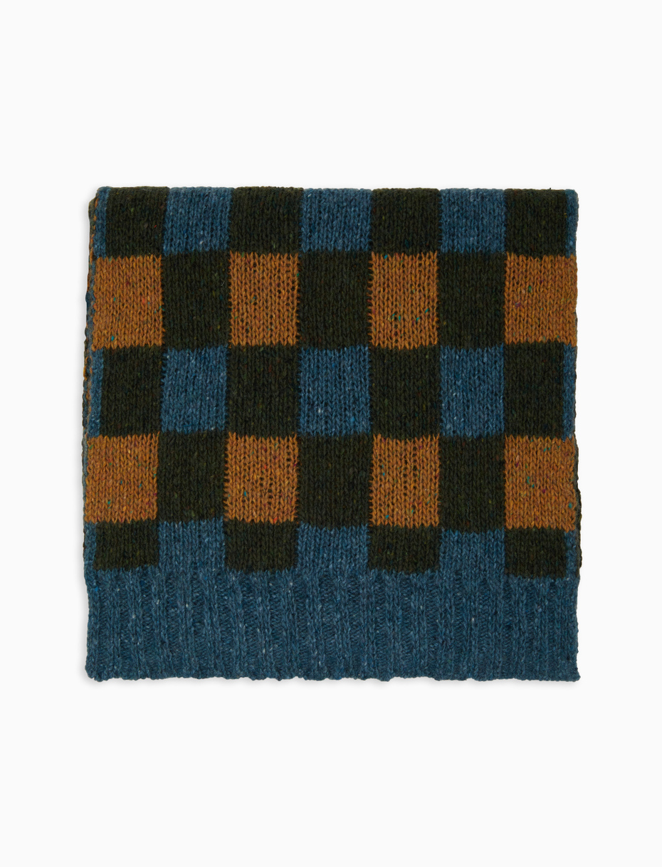 Sciarpa unisex lana verde fantasia scacchiera - Gallo 1927 - Official Online Shop