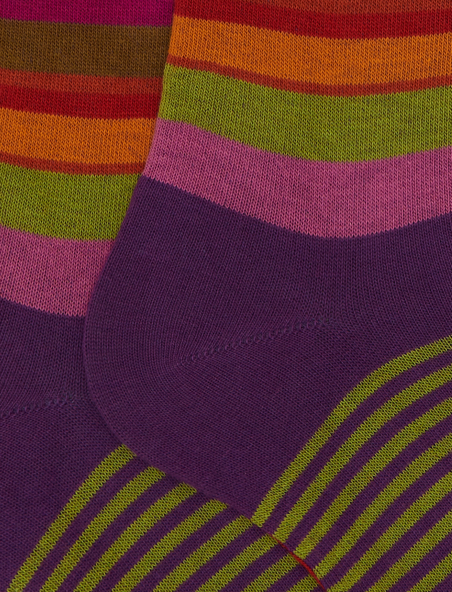 Caloze lunghe donna cotone viola fantasia blocchi multicolor, pois e windsor - Gallo 1927 - Official Online Shop