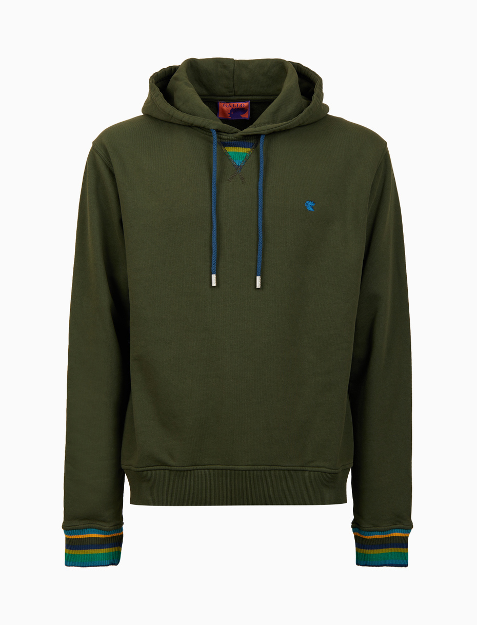 Unisex garment-dyed green cotton hoodie - Gallo 1927 - Official Online Shop