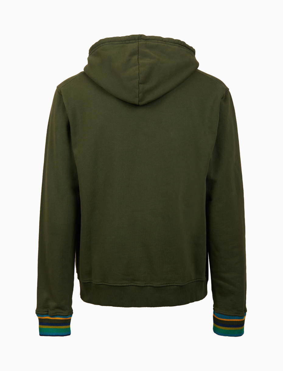 Unisex garment-dyed green cotton hoodie - Gallo 1927 - Official Online Shop