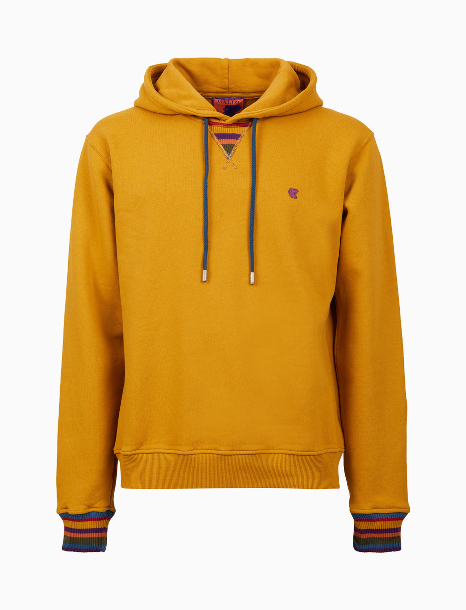 Unisex garment-dyed yellow cotton hoodie - Gallo 1927 - Official Online Shop